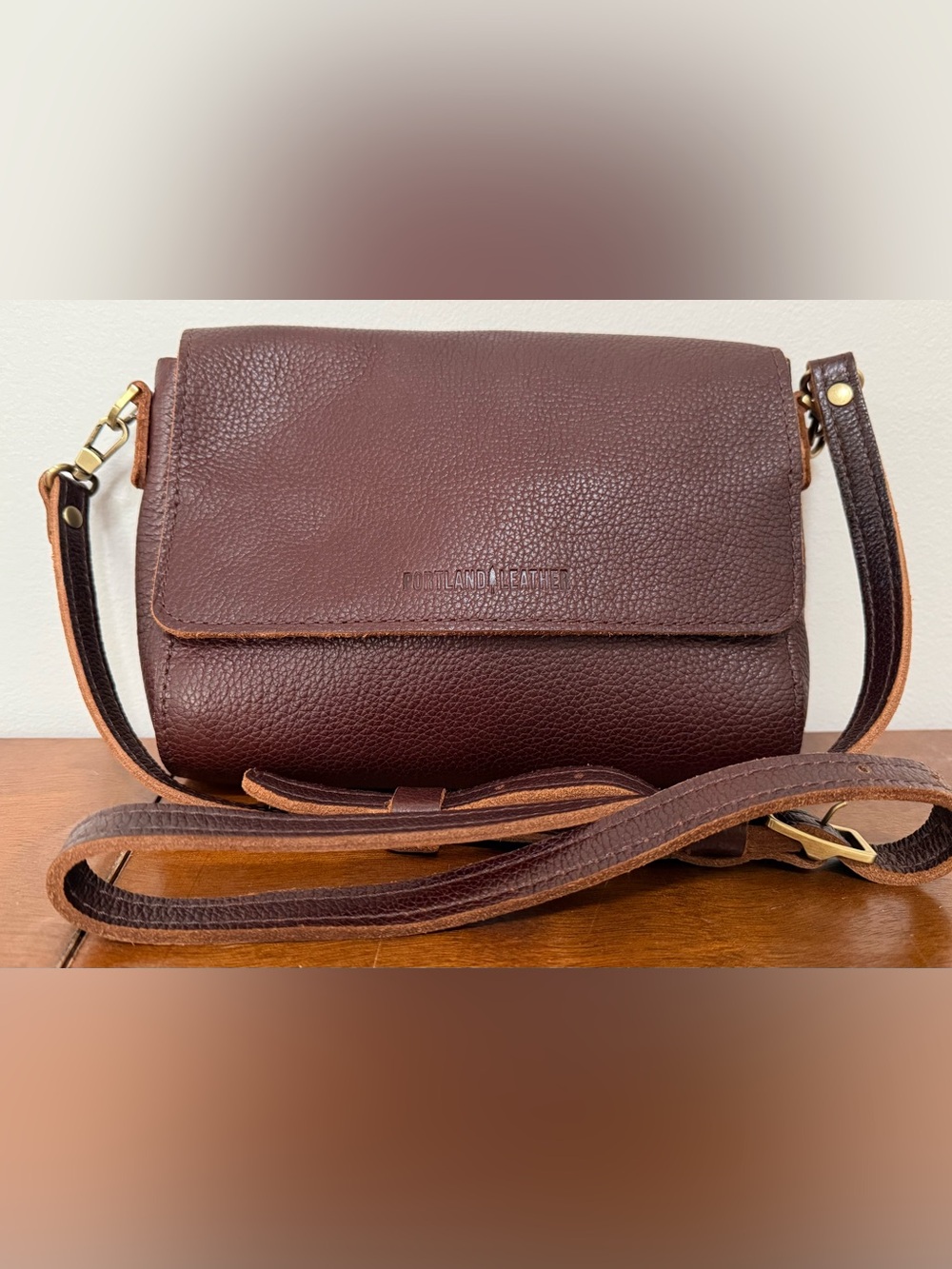 Portland Leather Metro Crossbody Coldbrew Full Grain Leather